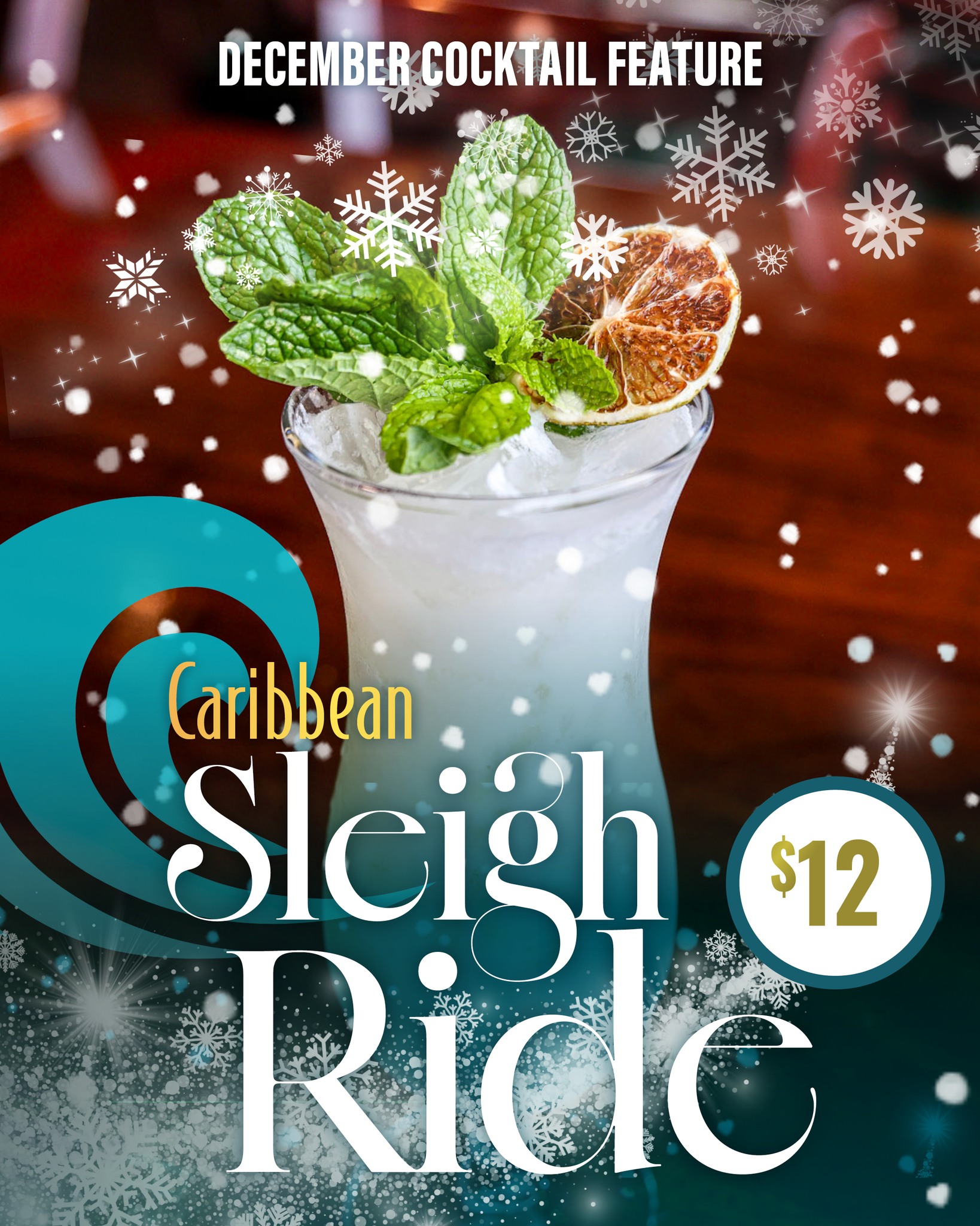 Meet December’s tropical twist: the Caribbean Sleigh Ride.
Coconut, lime, and holiday cheer all in one glass ✨🍹
